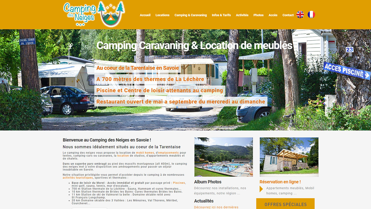 Création site internet Camping : Le Camping des neiges à la Léchère en Savoie
